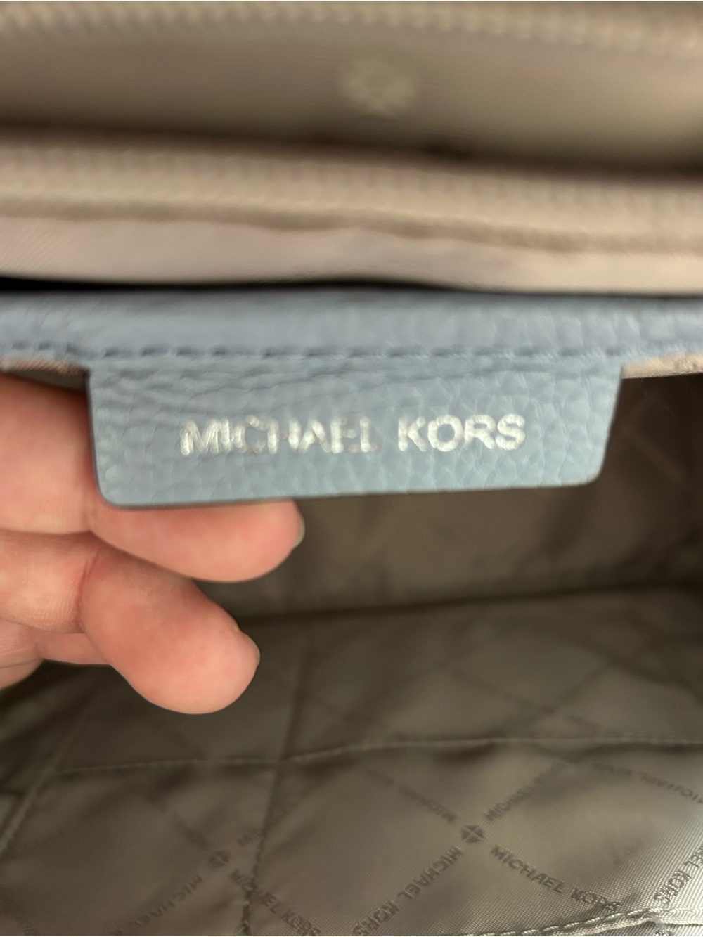 Michael Kors Light Blue Pebbled Leather Studded Mini Backpack - Picture 5 of 6